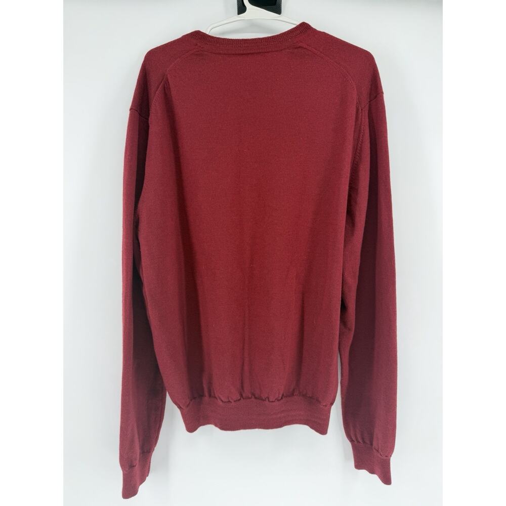 Joseph & Lyman Mens XL Sweater V Neck Pullover 100% Italian Merino Wool Red/Wine - Picture 3 of 7